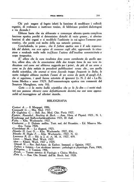 Folia medica periodico trimensile di patologia e clinica medica