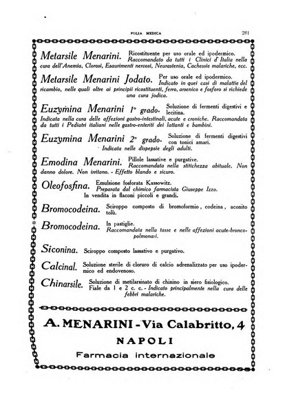 Folia medica periodico trimensile di patologia e clinica medica