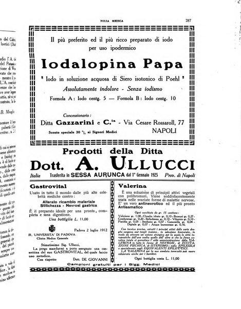 Folia medica periodico trimensile di patologia e clinica medica