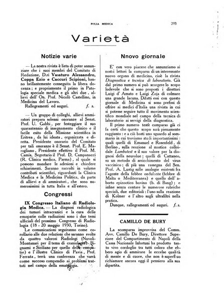 Folia medica periodico trimensile di patologia e clinica medica