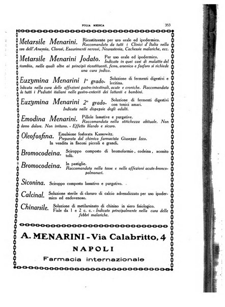 Folia medica periodico trimensile di patologia e clinica medica