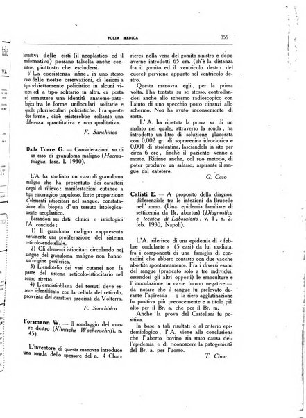 Folia medica periodico trimensile di patologia e clinica medica