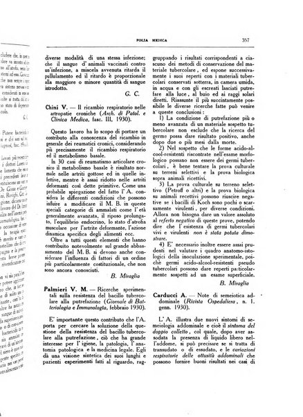 Folia medica periodico trimensile di patologia e clinica medica