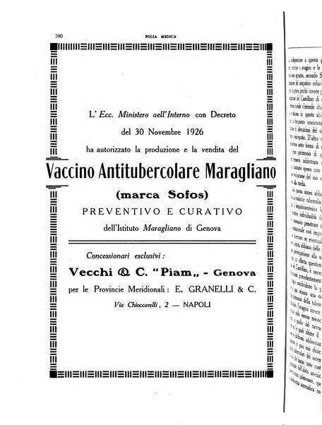 Folia medica periodico trimensile di patologia e clinica medica