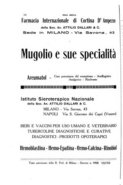 Folia medica periodico trimensile di patologia e clinica medica