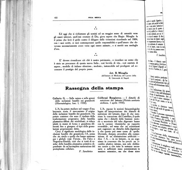 Folia medica periodico trimensile di patologia e clinica medica