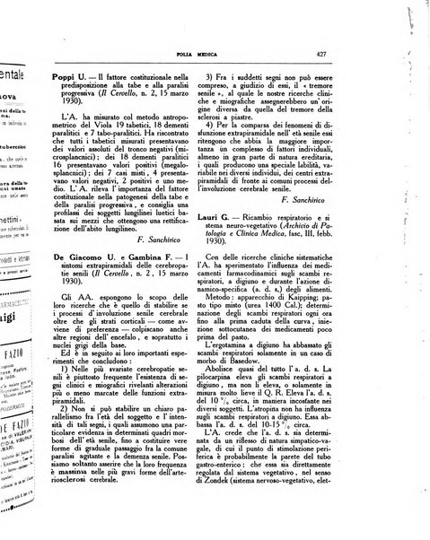 Folia medica periodico trimensile di patologia e clinica medica