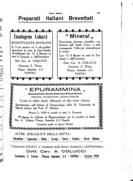 Folia medica periodico trimensile di patologia e clinica medica