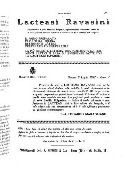 Folia medica periodico trimensile di patologia e clinica medica