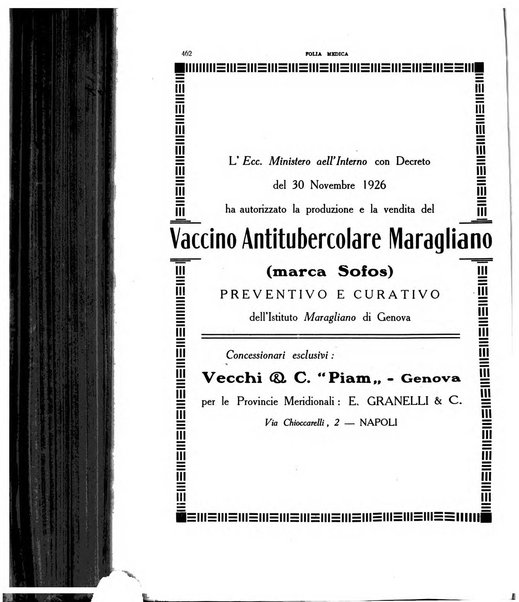 Folia medica periodico trimensile di patologia e clinica medica