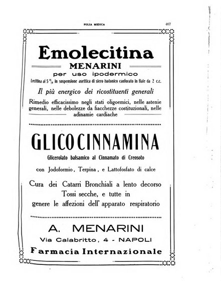 Folia medica periodico trimensile di patologia e clinica medica