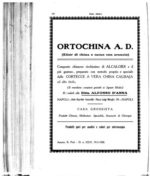 Folia medica periodico trimensile di patologia e clinica medica