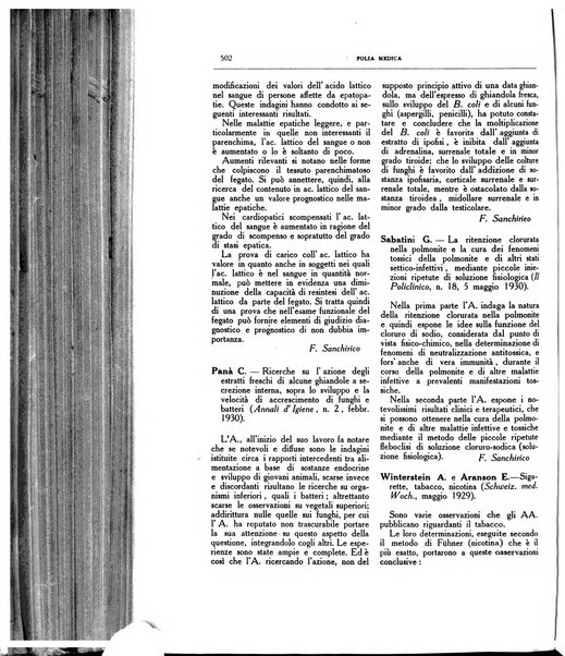 Folia medica periodico trimensile di patologia e clinica medica