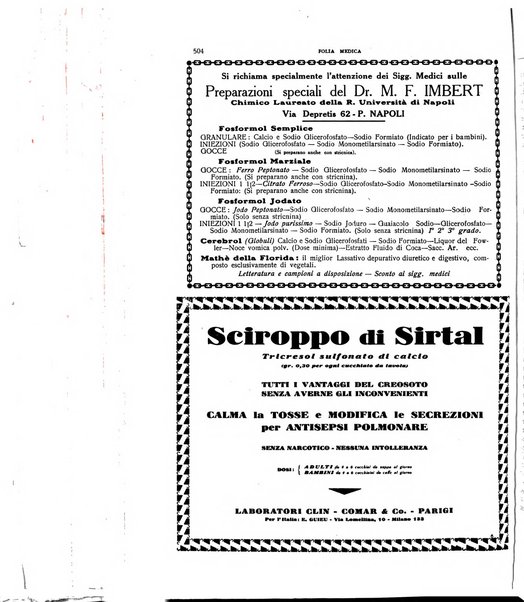 Folia medica periodico trimensile di patologia e clinica medica