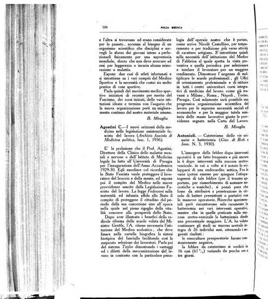 Folia medica periodico trimensile di patologia e clinica medica