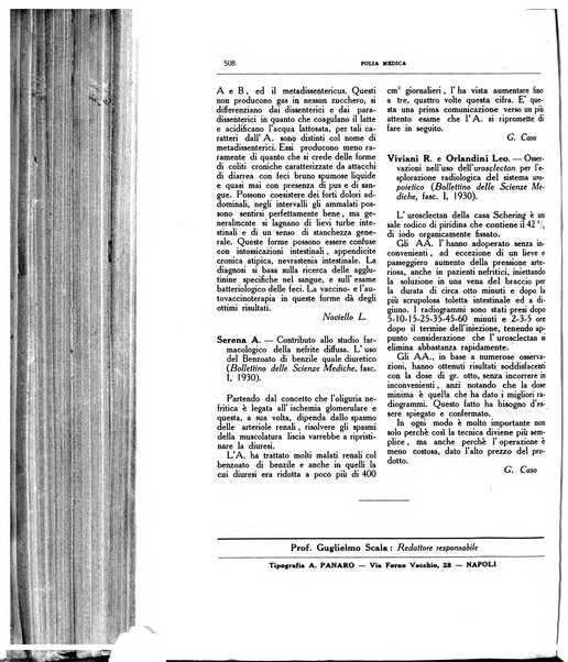 Folia medica periodico trimensile di patologia e clinica medica