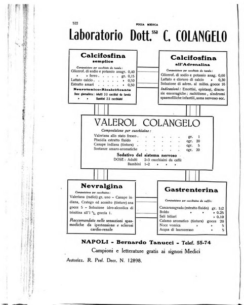 Folia medica periodico trimensile di patologia e clinica medica