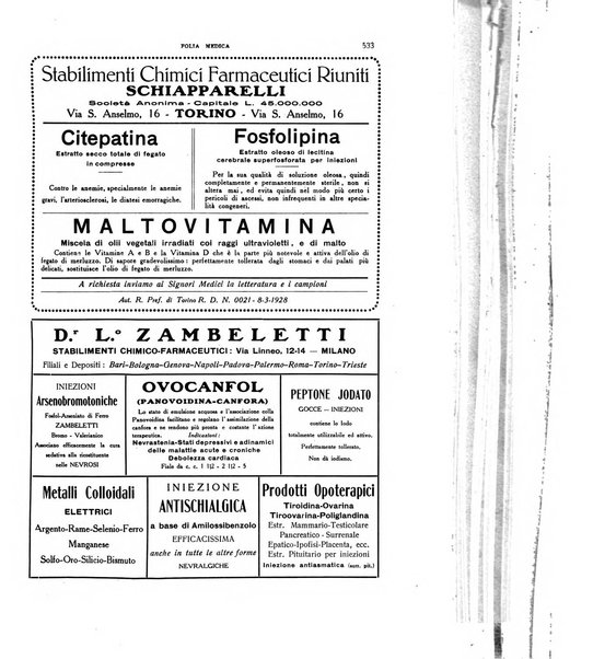 Folia medica periodico trimensile di patologia e clinica medica