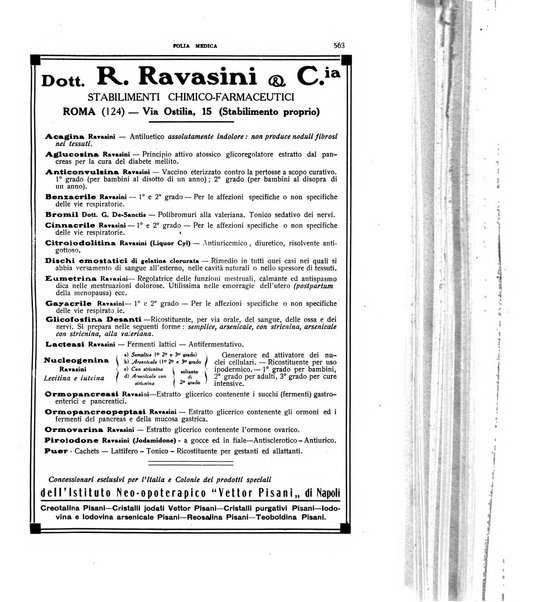 Folia medica periodico trimensile di patologia e clinica medica