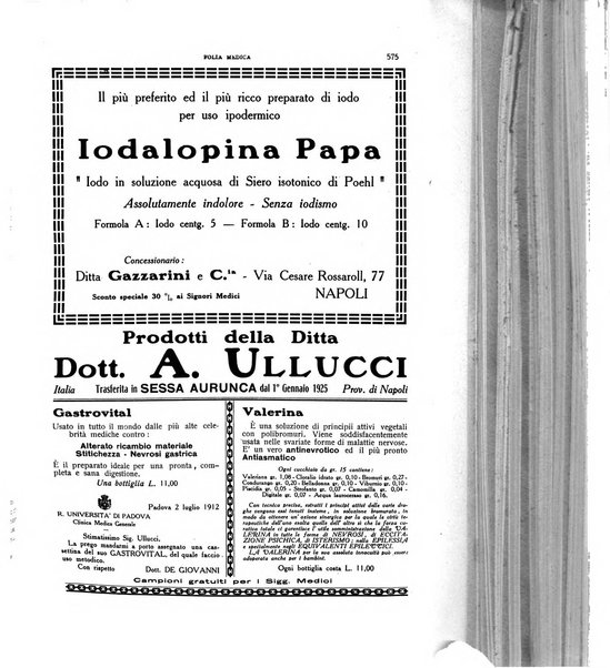 Folia medica periodico trimensile di patologia e clinica medica