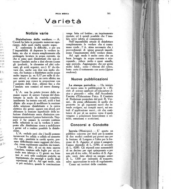 Folia medica periodico trimensile di patologia e clinica medica