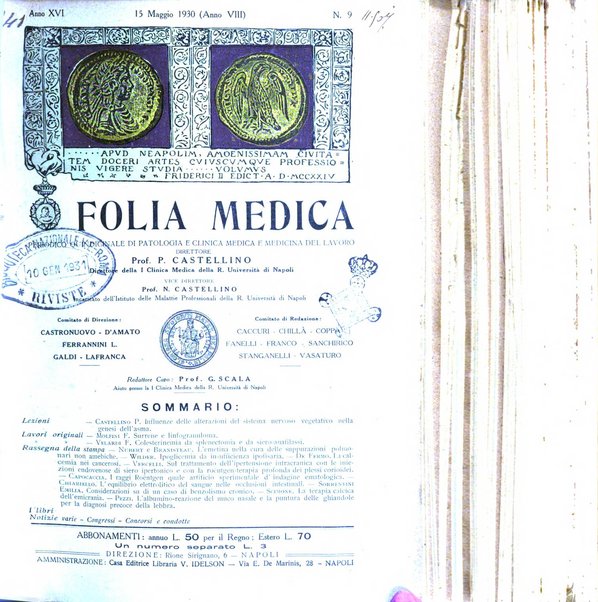 Folia medica periodico trimensile di patologia e clinica medica