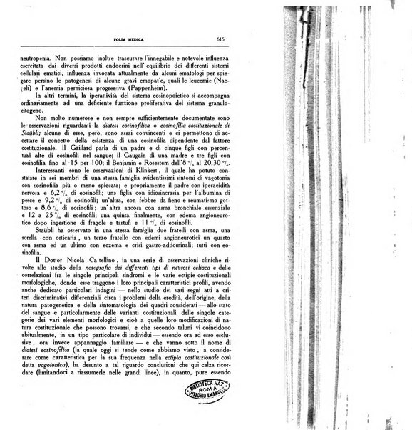 Folia medica periodico trimensile di patologia e clinica medica