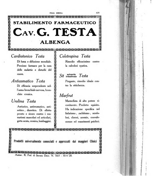 Folia medica periodico trimensile di patologia e clinica medica