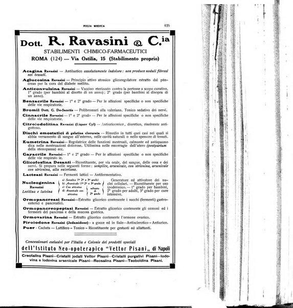 Folia medica periodico trimensile di patologia e clinica medica