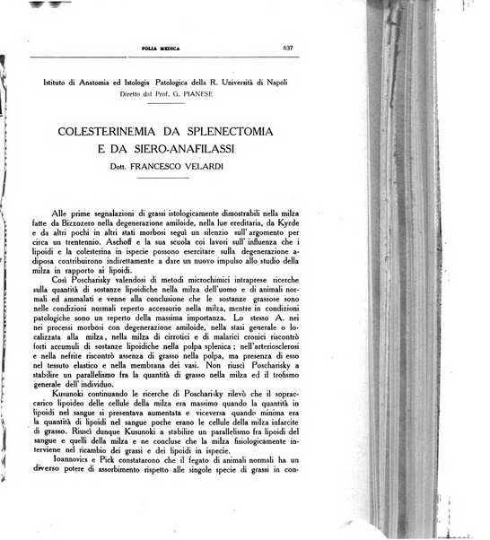 Folia medica periodico trimensile di patologia e clinica medica