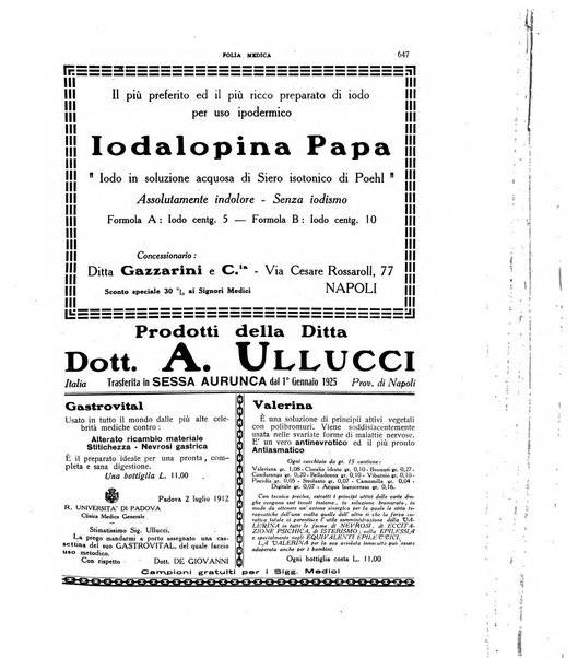 Folia medica periodico trimensile di patologia e clinica medica