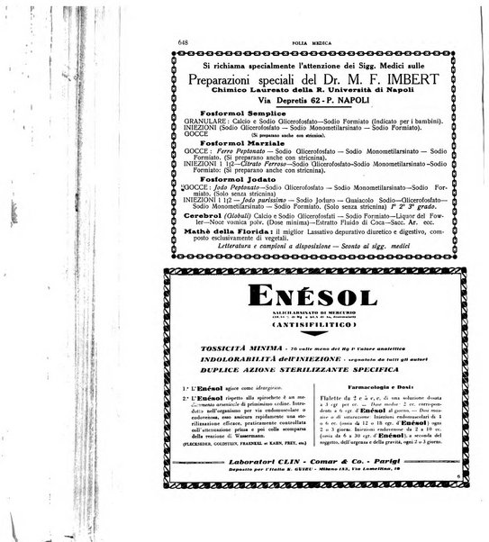 Folia medica periodico trimensile di patologia e clinica medica