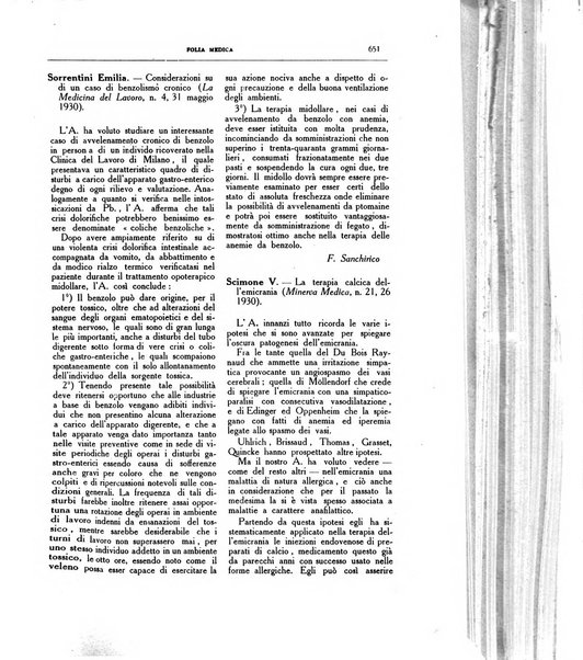 Folia medica periodico trimensile di patologia e clinica medica