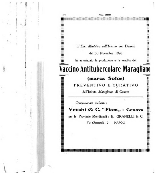 Folia medica periodico trimensile di patologia e clinica medica