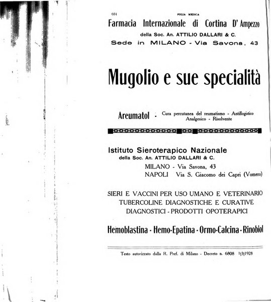 Folia medica periodico trimensile di patologia e clinica medica