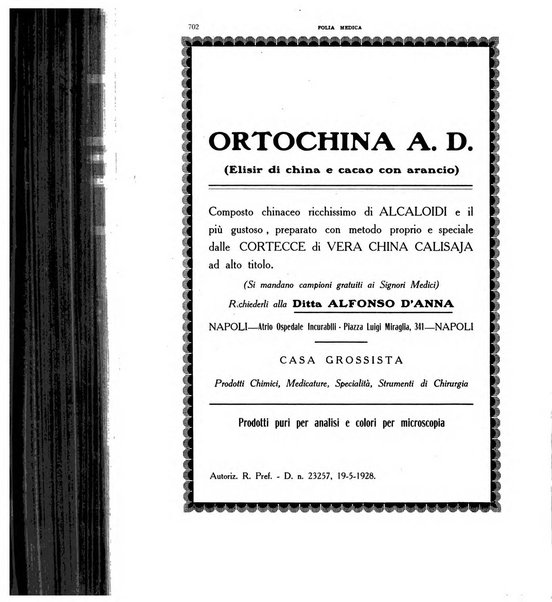 Folia medica periodico trimensile di patologia e clinica medica