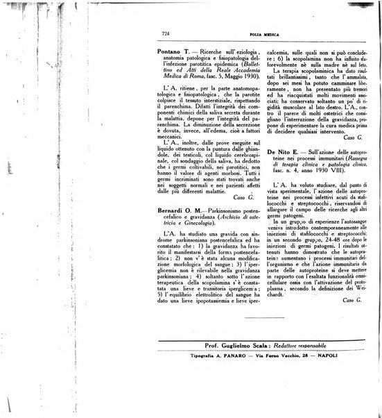 Folia medica periodico trimensile di patologia e clinica medica