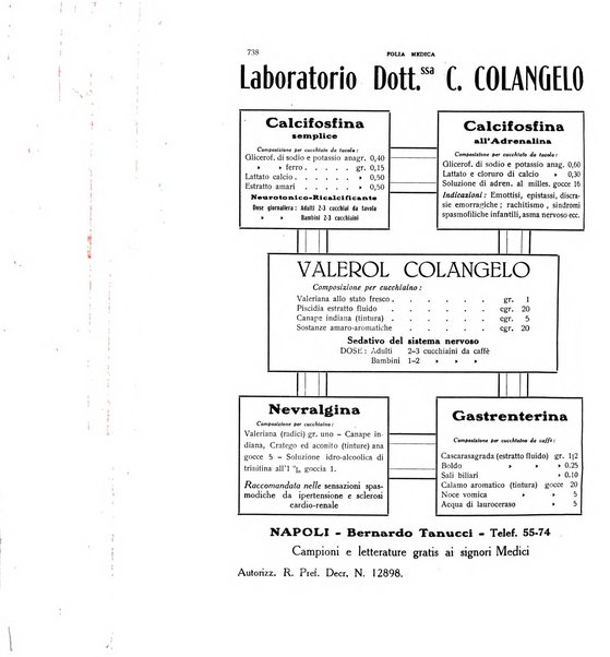 Folia medica periodico trimensile di patologia e clinica medica