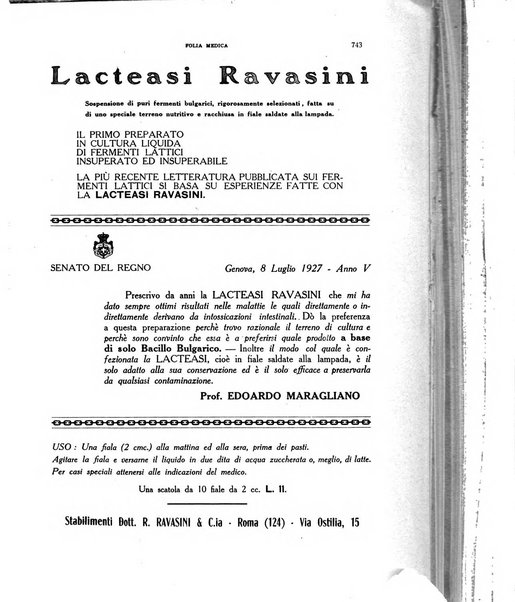 Folia medica periodico trimensile di patologia e clinica medica