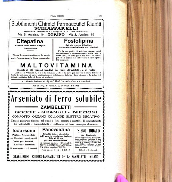 Folia medica periodico trimensile di patologia e clinica medica