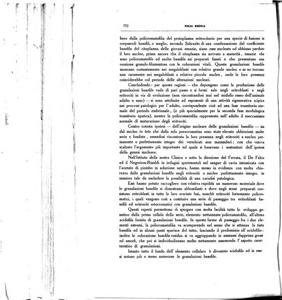 Folia medica periodico trimensile di patologia e clinica medica