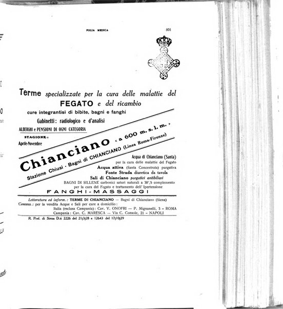 Folia medica periodico trimensile di patologia e clinica medica