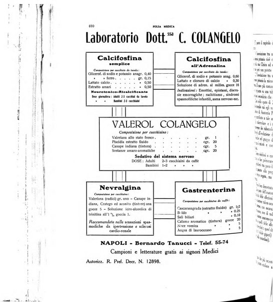 Folia medica periodico trimensile di patologia e clinica medica