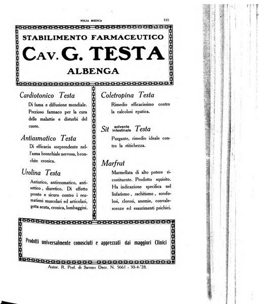 Folia medica periodico trimensile di patologia e clinica medica