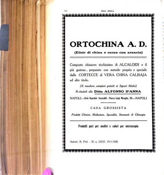 Folia medica periodico trimensile di patologia e clinica medica