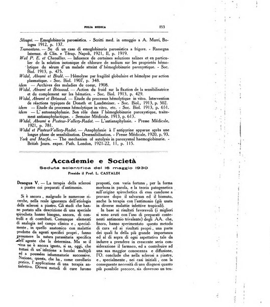 Folia medica periodico trimensile di patologia e clinica medica