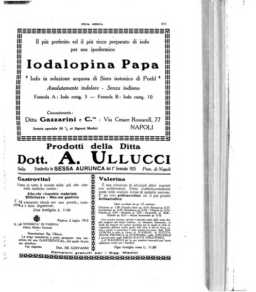 Folia medica periodico trimensile di patologia e clinica medica