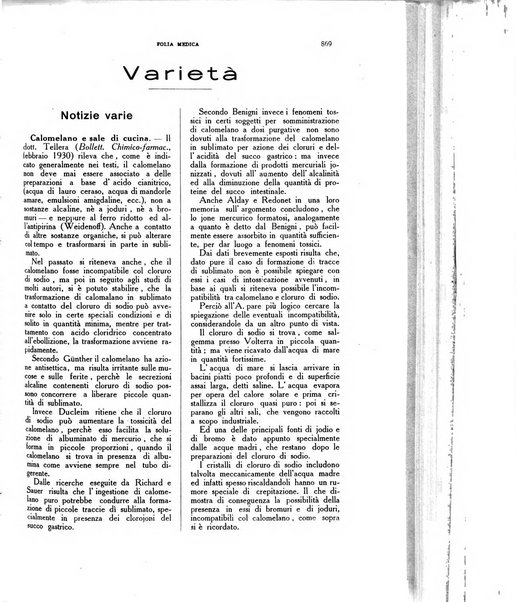 Folia medica periodico trimensile di patologia e clinica medica