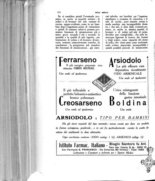 Folia medica periodico trimensile di patologia e clinica medica