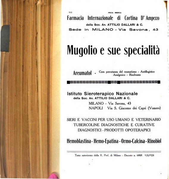 Folia medica periodico trimensile di patologia e clinica medica